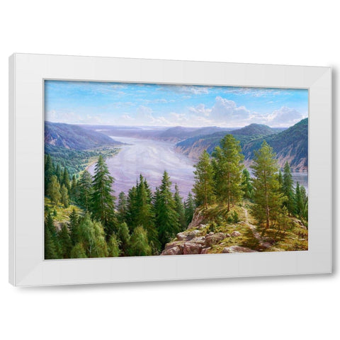 The song of Siberia White Modern Wood Framed Art Print by Basov, Sergej