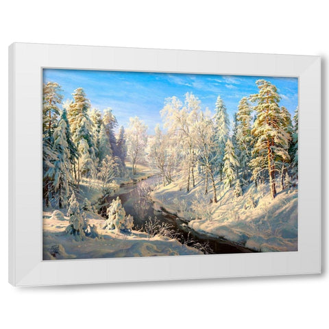 Hoarfrost White Modern Wood Framed Art Print by Basov, Sergej
