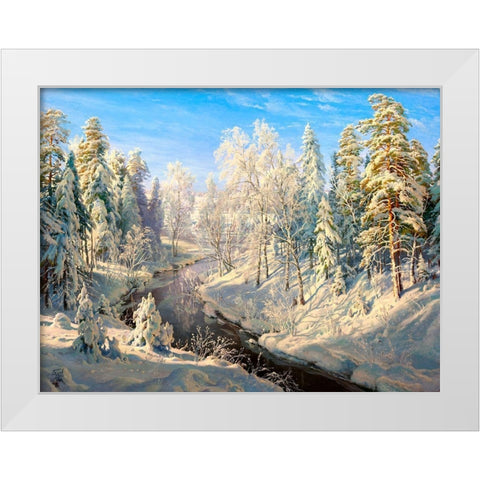 Hoarfrost White Modern Wood Framed Art Print by Basov, Sergej