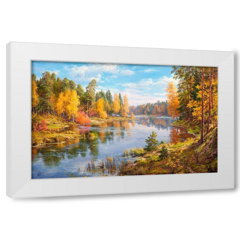 The gold of autumn White Modern Wood Framed Art Print by Basov, Sergej