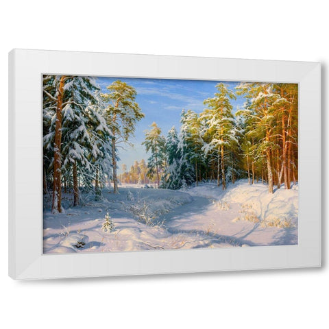 Frost and sunshine White Modern Wood Framed Art Print by Basov, Sergej
