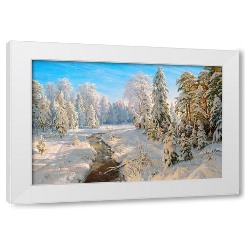 Hoarfrost 2 White Modern Wood Framed Art Print by Basov, Sergej