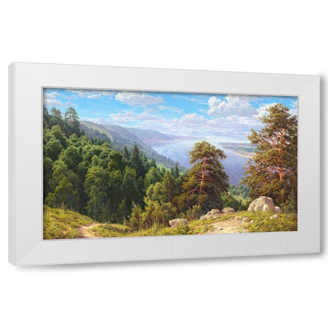 Sunny day over the Volga river White Modern Wood Framed Art Print by Basov, Sergej