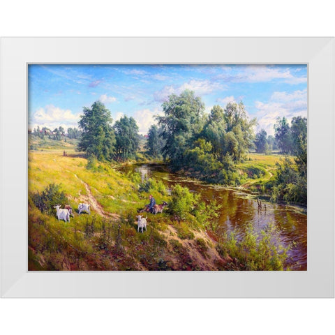 Good day White Modern Wood Framed Art Print by Basov, Sergej