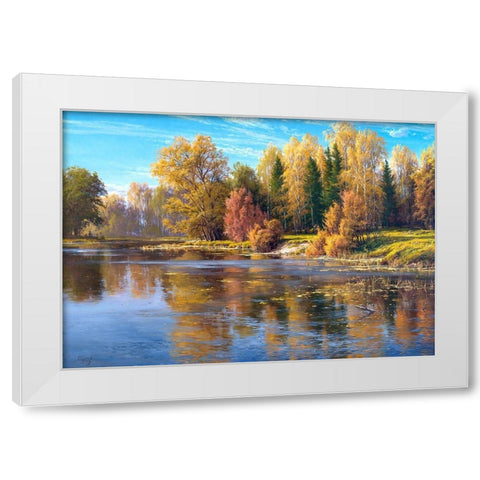 Autumn White Modern Wood Framed Art Print by Basov, Sergej