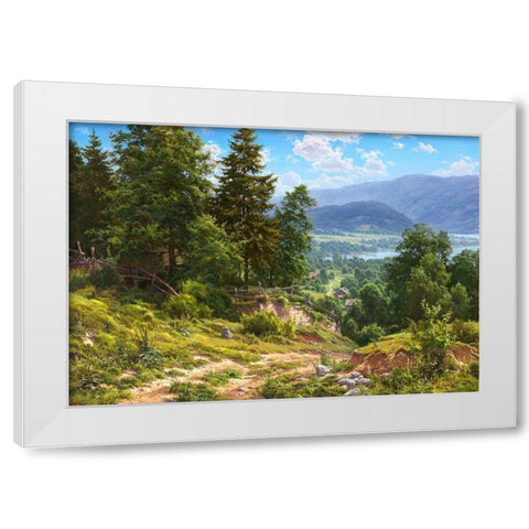 Foothills White Modern Wood Framed Art Print by Basov, Sergej