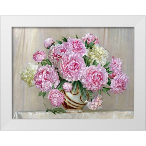 Peonies 2 White Modern Wood Framed Art Print by Buzin, Igor