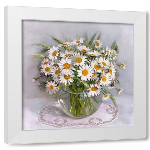 Daisies White Modern Wood Framed Art Print by Buzin, Igor