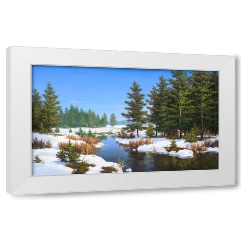 First snow White Modern Wood Framed Art Print by Babichev, Vyacheslav