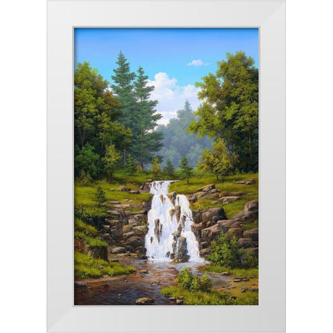 Waterfall White Modern Wood Framed Art Print by Babichev, Vyacheslav