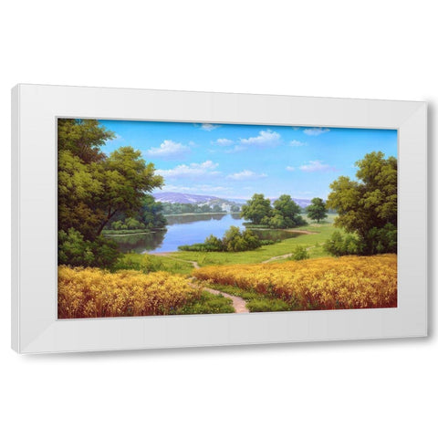 Bread ripening White Modern Wood Framed Art Print by Babichev, Vyacheslav