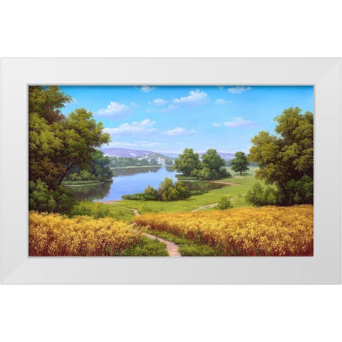 Bread ripening White Modern Wood Framed Art Print by Babichev, Vyacheslav