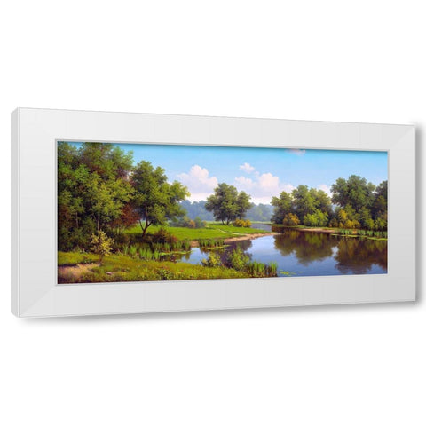 At the pond White Modern Wood Framed Art Print by Babichev, Vyacheslav