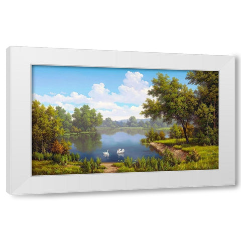 At the river White Modern Wood Framed Art Print by Babichev, Vyacheslav