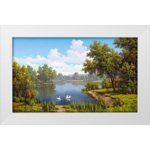 At the river White Modern Wood Framed Art Print by Babichev, Vyacheslav