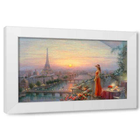 Evening Paris White Modern Wood Framed Art Print by Dandorf, Olga