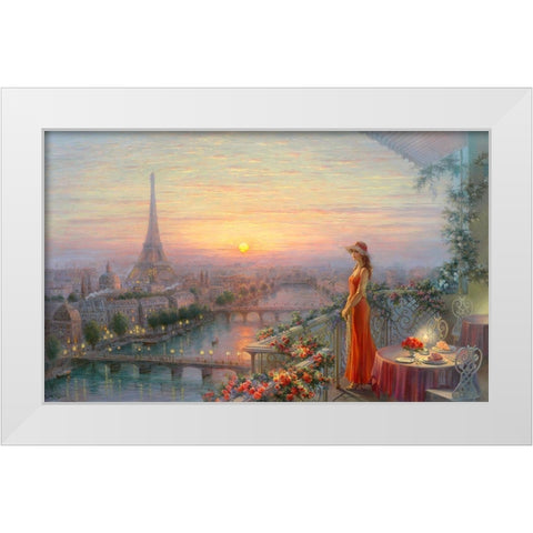 Evening Paris White Modern Wood Framed Art Print by Dandorf, Olga