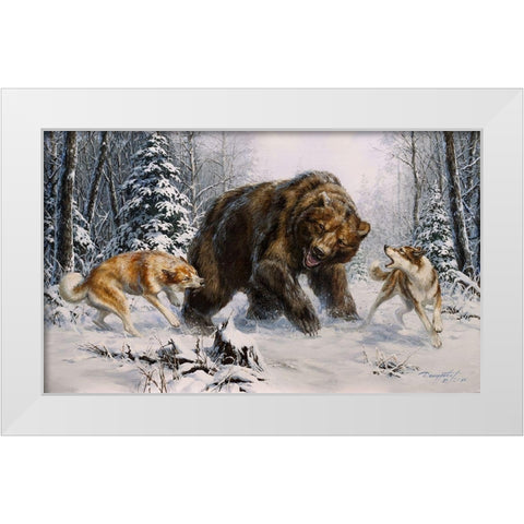 ?hevrettes and a bear White Modern Wood Framed Art Print by Danchurova, Tatiana