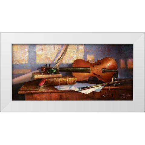 Evening beam White Modern Wood Framed Art Print by Ekimov, Vladimir