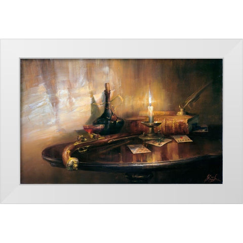 Late evening White Modern Wood Framed Art Print by Ekimov, Vladimir