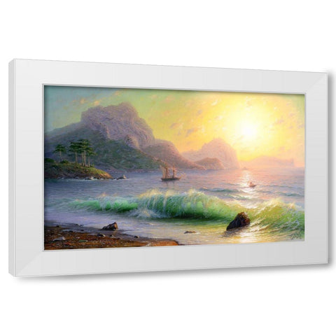 Morning. Sudak White Modern Wood Framed Art Print by Goryachev, Alexander