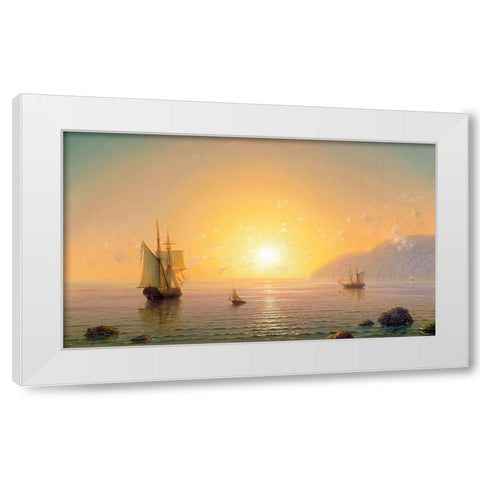Sailboat. Morning White Modern Wood Framed Art Print by Goryachev, Alexander