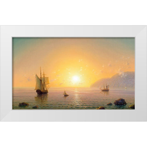 Sailboat. Morning White Modern Wood Framed Art Print by Goryachev, Alexander