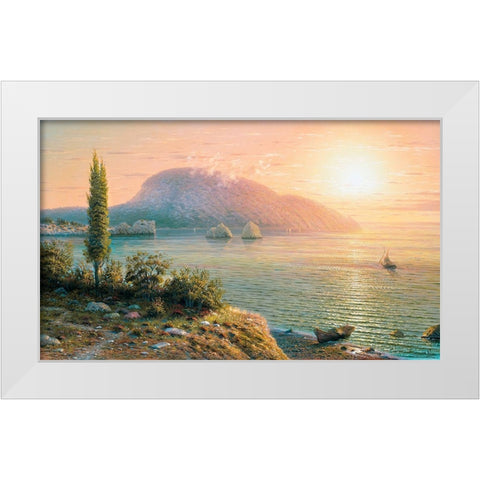 Morning. Gursuf White Modern Wood Framed Art Print by Goryachev, Alexander