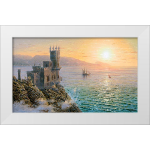 Swallows Nest.Morning White Modern Wood Framed Art Print by Goryachev, Alexander