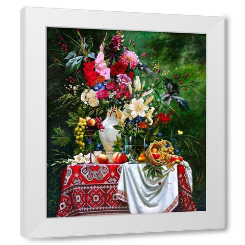 Bouquet White Modern Wood Framed Art Print by Golovin, Konstantin