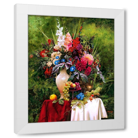 Still-life with a white vase White Modern Wood Framed Art Print by Golovin, Konstantin