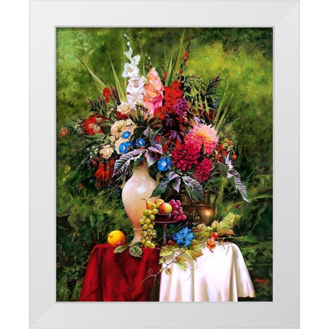 Still-life with a white vase White Modern Wood Framed Art Print by Golovin, Konstantin