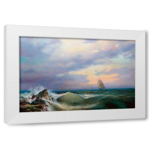 Surf White Modern Wood Framed Art Print by Golovin, Konstantin