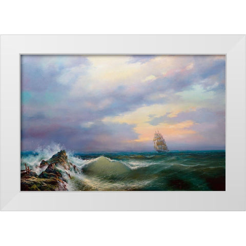 Surf White Modern Wood Framed Art Print by Golovin, Konstantin