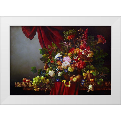 Still-life with flowers White Modern Wood Framed Art Print by Golovin, Konstantin