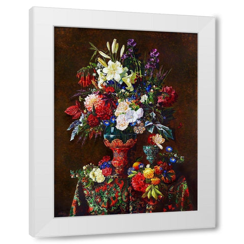 Still-life with a red vase White Modern Wood Framed Art Print by Golovin, Konstantin