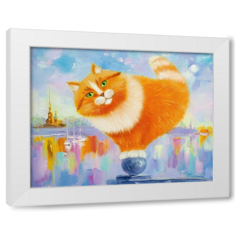 Ginger on the arrow of Vasilievsky island White Modern Wood Framed Art Print by Kotinova, Galina