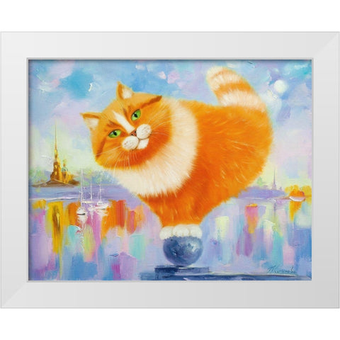 Ginger on the arrow of Vasilievsky island White Modern Wood Framed Art Print by Kotinova, Galina