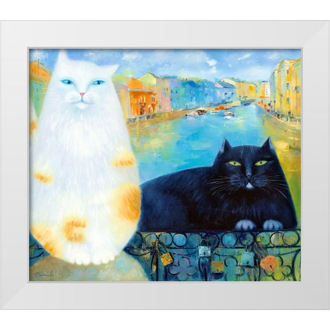 On Fontanka river White Modern Wood Framed Art Print by Kotinova, Galina