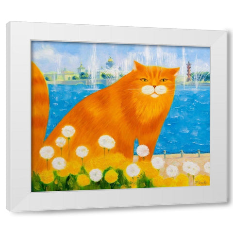 Ginger and dandelions White Modern Wood Framed Art Print by Kotinova, Galina