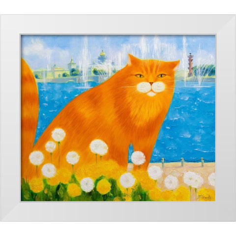 Ginger and dandelions White Modern Wood Framed Art Print by Kotinova, Galina