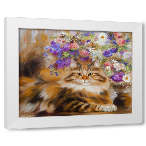 Summer day at the cottage White Modern Wood Framed Art Print by Kotinova, Galina