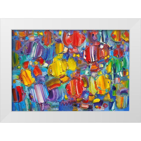 Colorful fish White Modern Wood Framed Art Print by Kotinov, Sergey