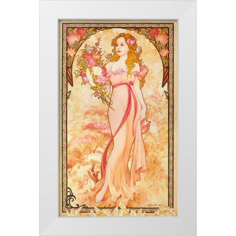 Flower nymph White Modern Wood Framed Art Print by Kovalev, Vladimir