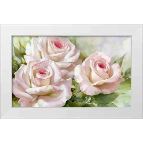White and pink roses 1 White Modern Wood Framed Art Print by Levashov, Igor