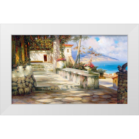 Italian landscape White Modern Wood Framed Art Print by Milyukov, Alexey