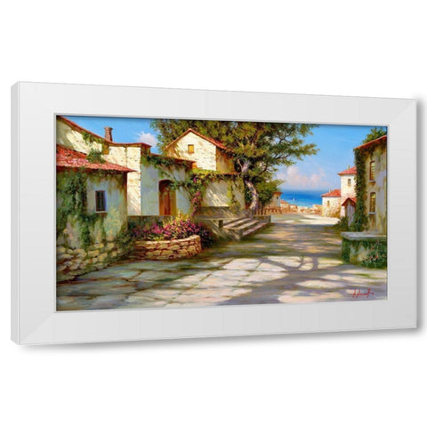 Road to the sea White Modern Wood Framed Art Print by Milyukov, Alexey