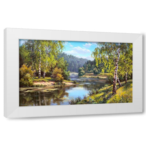 At the river White Modern Wood Framed Art Print by Prishchepa, Igor