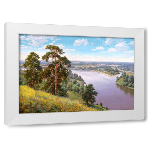 The precipice White Modern Wood Framed Art Print by Prishchepa, Igor