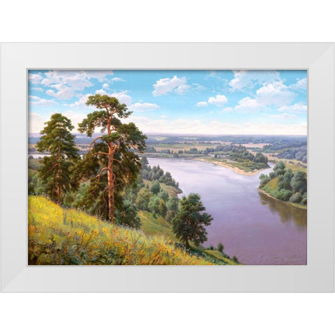 The precipice White Modern Wood Framed Art Print by Prishchepa, Igor